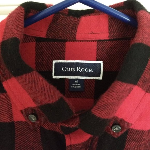 NWOT Club Room Black Red Plaid Button Down Shirt - Picture 2 of 3